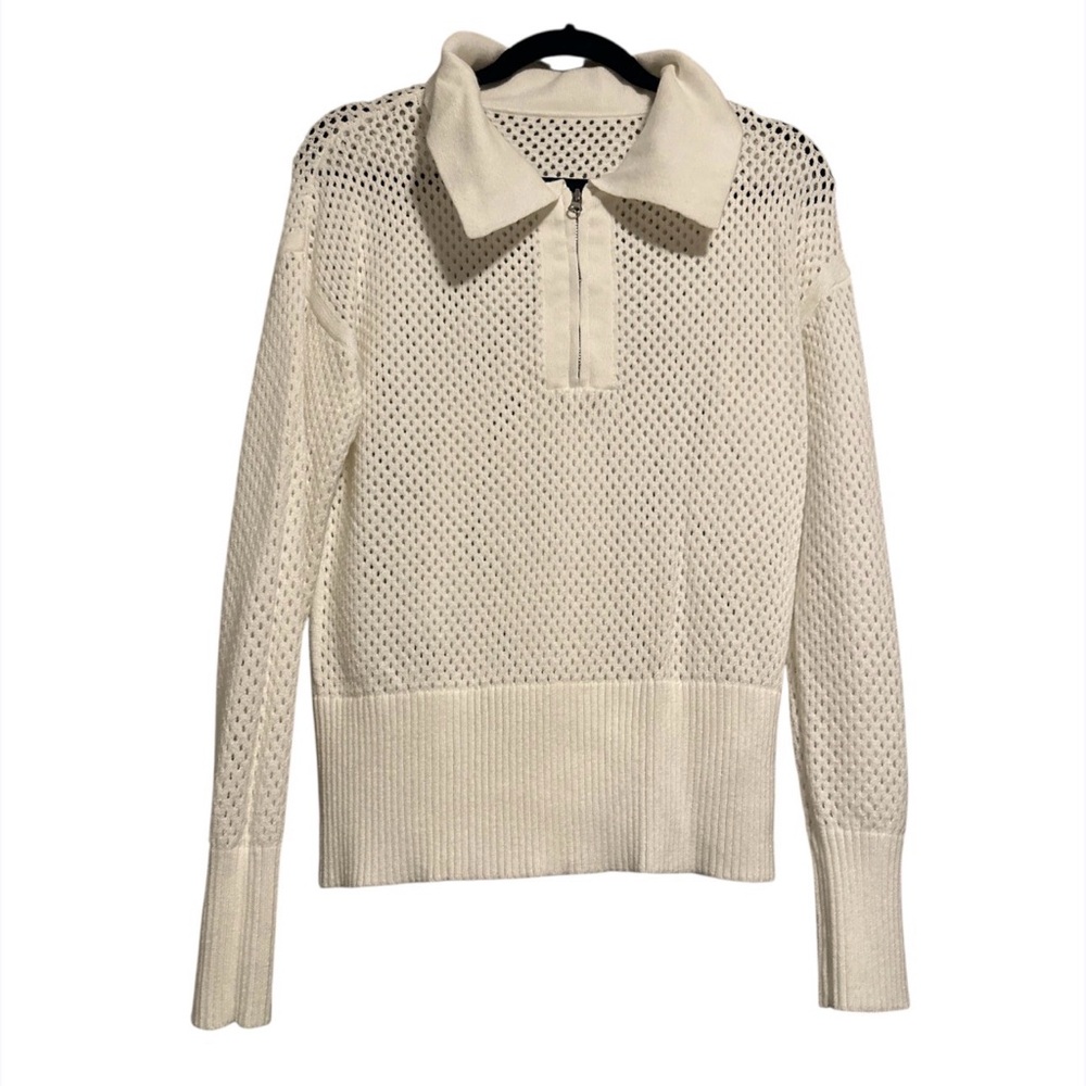 White Knit Zip-Up Sweater size m